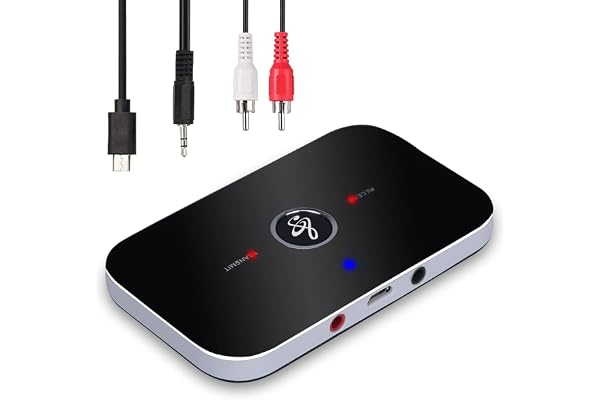 Ozvavzk Bluetooth 5.0 Transmitter Receiver for TV to Headphones, 2-in-1 Bluetooth AUX Adapter with 3.5mm Aux RCA Cable for Car Home Stereo PC Speaker Amplifier