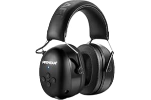 PROHEAR 037 Protector Auditivo con Bluetooth, Cascos Antiruido Bluetooth Recargables para Cortar el Césped, Carpintería,Jardinero (Negro)