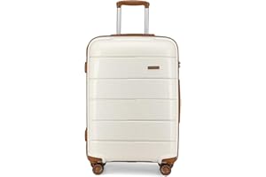 KONO Groß Koffer XL Hartschale Trolley Hartschalenkoffer 76cm mit TSA Schloss und 4 Rollen, Polypropylen Rollkoffer, 74x53x31cm (Creme Weiß, XL (74cm - 105L))