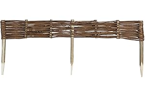 Mcsammler Weide Beeteinfassung in 16 Größen Weidenzaun Rasenkante Beetbegrenzung Steckzaun imprägniert mit Buchepflöcken für leichtes Einsetzen Palisade Länge: 100 cm Höhe: 10 cm