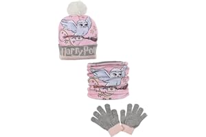 SUNCITY Harry Potter Ensemble bonnet, gants et écharpe tube Hedwig