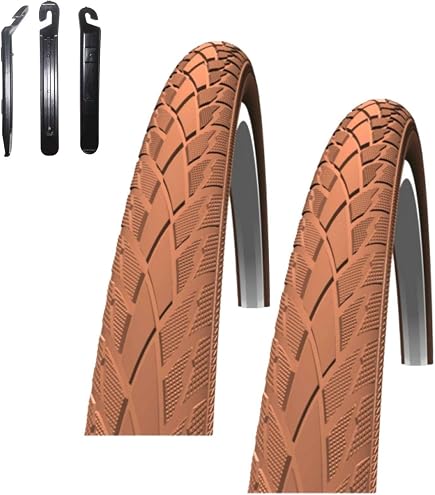 2x Schwalbe Big Ben Fahrradreifen 28x2.00 Mit Reflexstreifen & K-Guard Pannenschutz – Inkl. Reifenheber (Farbe: Creme)