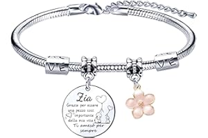 Lumengqi Zia Bracciale Regali di Zia Braccialetto Donna Regali per le Donne Ciondolo Con Incisione Regali di Compleanno Regali di fascino per la laurea di Natale Braccialetti