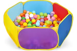 Eocolz Kids Ball Pit Large Pop Up Childrens Ball Pits Tent for Toddlers Playhouse Baby Crawl Playpen with Basketball Hoop and Zipper Storage Bag, Balls Not Included (1M Multicolor)