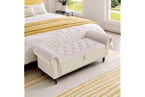 Clevich Ottoman Storage Bench, Velvet End of Bed Storage Box with Lid, Sturdy Wood Legs Footrest, 168KG Load Capacity, Sofa Bench for Bedroom/Living Room, 133x53x46cm