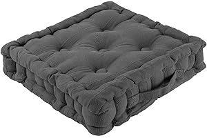 Home Bed & Bath 100% Cotton Booster Cushion Chunky Thick Seat Pads Adults Chair/Armchair/Garden Chair/Dining (Charcoal, 2 Seats)