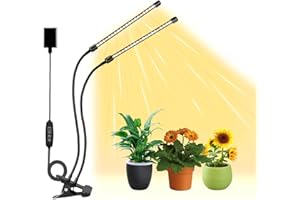 JINHONGTO Lampada per Piante, Lampada Piante Coltivazione 40 LEDs, 2 Testa Lampada da Coltivazione a Spettro Completo 3000K/5000K/660nm, 3 modalità e 10 Livelli di luminosità con Funzione Timer
