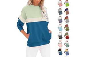 NUOKE Sweatshirt For Women UK Sale Clearance Women's O Neck Sweatshirt Long Sleeves Pullovers Cute Loose Tops Color Pocket Graphic Girl Sweater Oversized Lightweight Hoodie Fleece Autumn Clothes Jumpers
