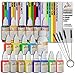 Produktbild AIRBRUSH FARBEN SET auf Wasserbasis mit REINIGUNGSÜRSTEN SET für Airbrushpistole Grundausstattung für jedes AirbrushSet GESCHENKVERPACKUNG universal einsetzbar für Airbrush-Tattoo geeignet