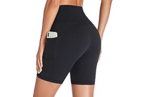 GIMDUMASA Kurze Sporthose Damen Hohe Taille Leggings Blickdicht Kurz Radlerhose Laufhose Yogahose Tights mit Taschen für Damen Sport Training Gym Fitness Yoga GI371