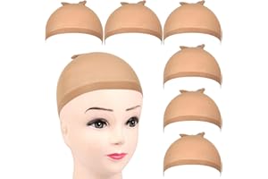 MESCHETT 6 pezzi cappucci per parrucca con calza nuda cappucci per parrucca in nylon elasticizzato cappucci per parrucca con estremità chiuse morbide e traspiranti per donne e uomini