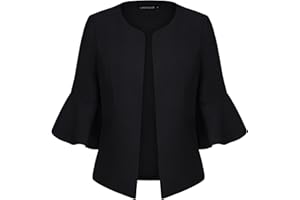 MINTLIMIT Cropped Blazer Women Open Front Elegant Blazers Jacket Flared Sleeve Cardigan Outerwear Front Lined Elegant
