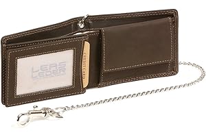 LEAS MCL Mini portfel rowerowy w formacie poziomym z chromowanym łańcuszkiem, banknoty muszą być złożone, styl vintage z prawdziwej skóry, brązowy, 9,5 x 7,5 x 2 cm (dł. x szer. x wys.), brązowy,