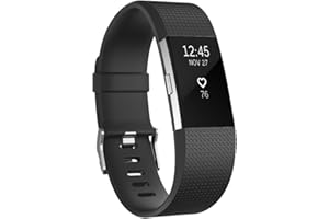 Oumida Bransoletka tylko do Fitbit Charge 2 dla kobiet i mężczyzn, regulowana, miękka, sportowa, kompatybilna z Fitbit Charge 2 (L, czarna)