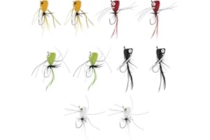 EMSea 10 Señuelos Popper para Pesca con Mosca para Técnicas de Superficie para Lubina Pez Luna Atraen La Atención de Los Peces en Diferentes Condiciones del Agua Kits de Señuelos de Pesca