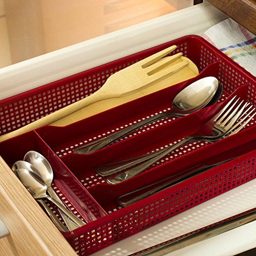 Gitter Besteckeinsatz Besteckkasten rot Schubkasten Einsatz 5 Fächer Kunststoff - 6