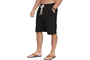 Halfword Pantaloncini Uomo Lino Estivi Corti Sportivi Casual Shorts Tasche Leggero Spiaggia Vacanza Beach