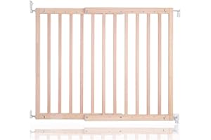 Safetots Top of The Stairs Screw Fitted Stair Gate, Natural Wooden, 63.5cm - 105.5cm, Wood Baby Gate, Screw Fit Safety Barrier, Stylish and Practical Safety Gate