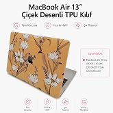 McStorey MacBook Air 13 İn&ccedil; Kılıf Uyumlu A1466 A1369 &Ccedil;i&ccedil;ek Desenli TPU Kapak İnce Hafif Darbe &Ouml;nleyici Mat Y&uuml;zey UV Lazer Bas