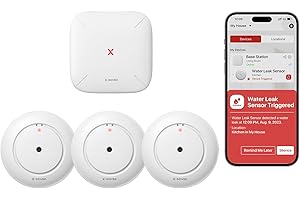 X-Sense Wi-Fi Water Leak Detector, Smart Water Sensor Alarm, Water Detector Alarm with 1700 ft Transmission Range for Kitchens, Basements, Bathrooms, 3 Water Detectors & 1 Base Station, SWS54