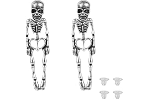 MIKOVIVI 2uds Pendientes de Esqueleto de Halloween, Largos y Espeluznantes Pendientes Colgantes de Esqueleto Pendientes Góticos Regalo de Fiesta de Halloween para Mujeres y Niñas