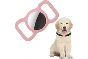 PKQTOP Pet Collar Holder for Airtag, Silicone Dog Collar Cover Compatible with Apple Airtag GPS Tracker, Waterproof Case for Cat Collar