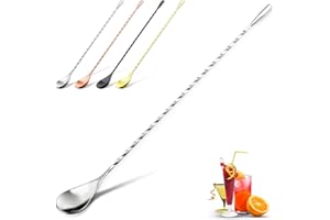 YUNAI Cocktail-Mischlöffel aus Edelstahl, 30 cm Bar Long Handle Löffel, Spiral-Design, langer Griff, Cocktail-Rührlöffel für Cocktail-Shaker, gedrehter Barlöffel, Cocktaillöffel (Silber)