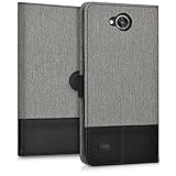 kwmobile Hülle für LG X power 2 - Wallet Case Handy Schutzhülle Kunstleder - Handycover Klapphülle mit Kartenfach und Ständer Grau Schwarz - 