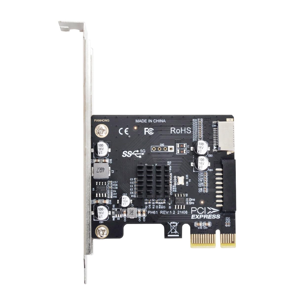 CY Card 5Gbps Type-E USB 3.1 Front Panel Socket & USB 3.0 20Pin to PCI-E 1X Express Adapter for Motherboard
