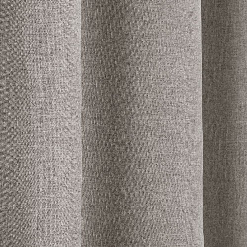 Tony's Textiles Linen Look Textured Thermal Blackout Ring Top Eyelet Curtains - Cream Natural (90