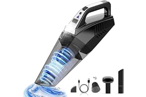Hihhy Handstaubsauger 120W, Handstaubsauger Akku 9500 Pa, Handstaubsauger Kabellos mit LED Licht, Auto Staubsauger Stark, Handsauger mit 9 Filtern, Schwarz
