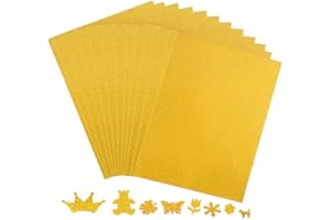 QIKAARA 12 Blatt Gold Glitzerpapier zum Basteln und Gestalten,21x29.7cm A4 Glitzer Papier, 250g/m² Glitterkarton Bastelpapier für DIY Grußkarten Scrapbooking Glitter Craft Paper Cardboard