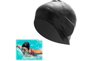 JUGNAW Gorro Piscina Protecion de Oido 3D,Hombres, Niños y Adultos Gorro de Piscina de Silicona Impermeable, Ajuste, Protege el Cabello y los Oídos, Ideal para Deportes Acuáticos