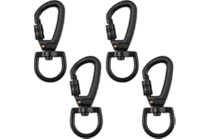 FOGBUSH Dog Lead Hook, 4Pcs Dog Lead Clips Swivel Clips Swivel Snap Carabiner 360° Rotatable Spinner Heavy Duty Metal Clip D Shaped Dogs Clip Hardware Carabiner Snap Hook for Rock Climbing Dogs Leash