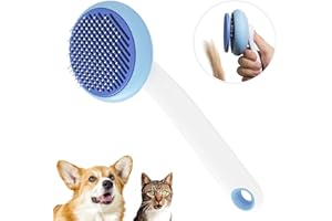 GULIGULI Brosse de toilettage autonettoyante pour chat et chien, brosse de démêlage pour chat et chat, élimine facilement les poils emmêlés et les sous-poils, tapis emmêlés (Bleu)