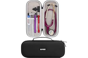 BOVKE Hard Stethoscope Case for 3M Littmann Classic III Monitoring Stethoscope,MDF Acoustica Deluxe Lightweight Dual Head Stethoscope, Lightweight II S.E. Stethoscopes and Medical accessories, Black
