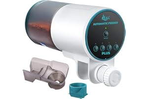 AQQA Automatic Fish Feeder for Aquarium, 230ml Large Capacity Auto Fish Feeder with 8/12/24/48H Timer for Vacation, Feeding Port Automatic Alignment