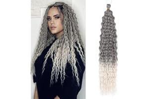 ‎DSOAR Deep Twist Crochet Hair Water Wave Twist Hair Bundles Synthetic Curly Braiding Hairstyle Hair Extension Ombre Kinky Curl Braiding Hair Piece, 22 Inch 3 Packs T4/56C#