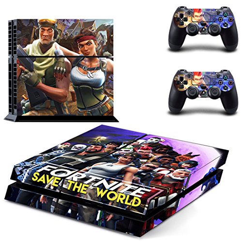 Preisvergleich Produktbild THTB Playstation 4 + 2 Controller Aufkleber Schutzfolie Set - Fortnite / PS4