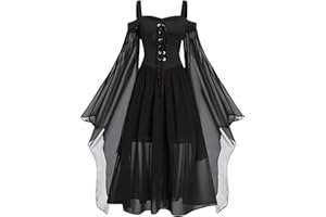 HOOUDO Halloween Costumes Adult Women Ladies Gothic Renaissance Dress Plus Size Steampunk Medieval Costumes Evening Party Carnival Dresses Clothes