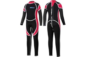 Yikayin Combinaisons Intégrales pour Enfants, 2.5mm Néoprène avec Fermeture Éclair au Dos, Combinaison pour Garçons et Filles pour la Natation, Plongée, Sup