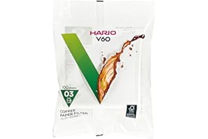 Hario V60 Coffee Filter Papers White 100 Sheets, Size 3-100pcs, Packaging may vary