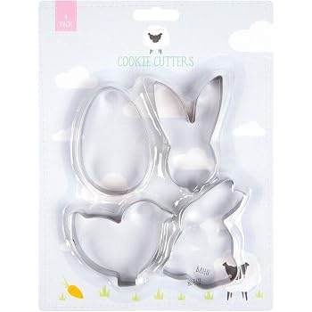 Set 5 Stampini Per Biscotti Pasquali - Formine Coniglio, Pulcino E Uovo In Acciaio Inossidabile, Lavabili