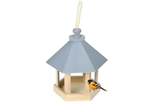 Mangiatoia per uccelli in legno,Guador relaxdays Casetta per Uccelli da Appendere,mangiatoia per uccelli,da appendere,Mangiatoia classica per uccelli in legno massello, 20 x 15 x 15 cm