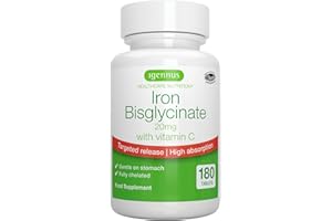 IGENNUS HEALTHCARE NUTRITION Igennus Bisglicinato de Hierro Quelado 20 mg con Vitamina C, 180 Comprimidos, Suministro para 6 Meses, Fórmula Limpia, Suave y de Liberación Controlada, uno al día, para Hombres y Mujeres, Vegano