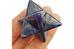 Manekieko Natural Sodalite Merkaba Crystal Protection Sacred Meditation Energy Healing Chakra,25mm Hexagonal Star Crystals and Healing Stone