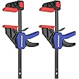 WORKPRO 150 mm Ratchet Bar Clamp Set, 285 mm Spreader, Quick Release and One-Handed Clamp, Ideal for Woodworking and DIY Projects, Max 68 kg Load Limit, 2-Pack