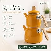 Sultan - Bambu Kulplu Emaye &Ccedil;aydanlık Takımı Hardal