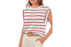 PANOZON Mujer Camisetas sin Mangas Camiseta de Manga Corta de Rayas Lisas Cuello Redondo sin Mangas Top básico Informal Corte Holgado