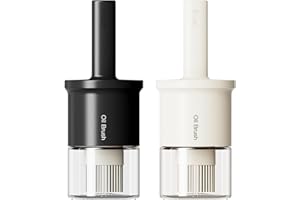 YARRAMATE Oil Dispenser Bottle with Heat-Resistant Brush, 10oz/300 ML Glass Container for Kitchen, Silicone Basting & Pastry Tool for Cooking, BBQ, Vinegar, Sauce, Grill, Frying - Black&White